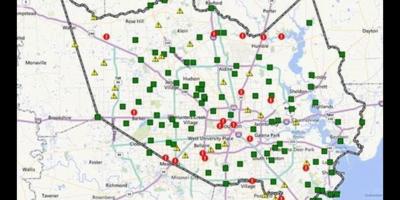 Karte applūst teritorijas Houston