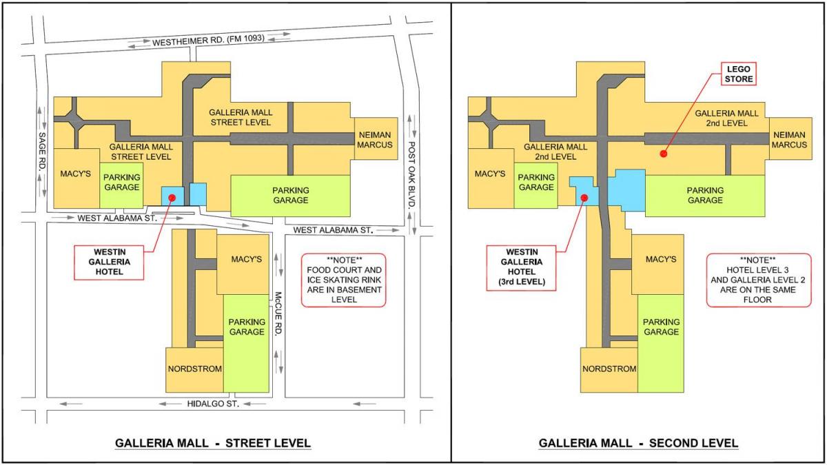 Houston Galleria mall karte
