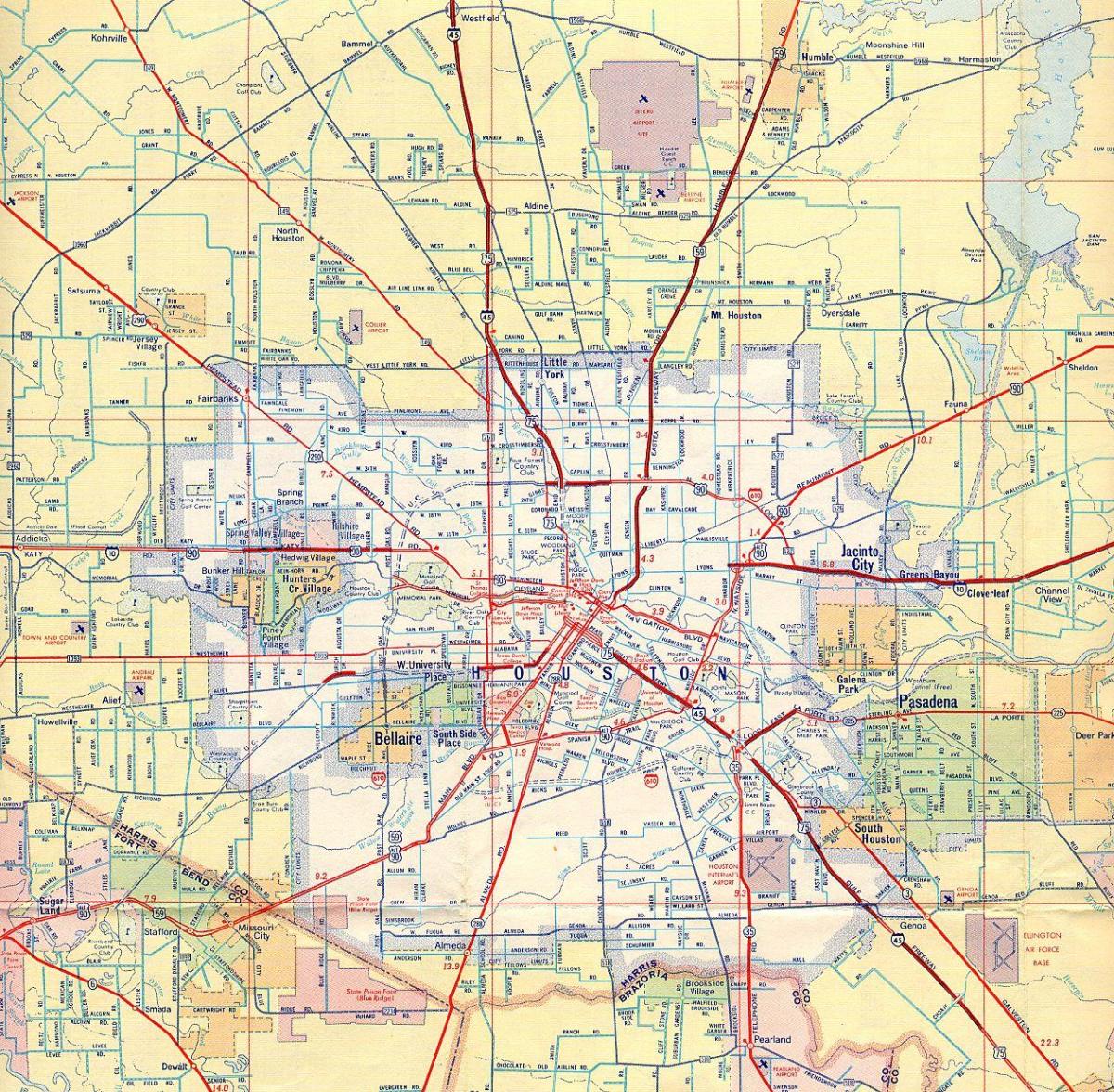 karte Houston automaģistrālēm