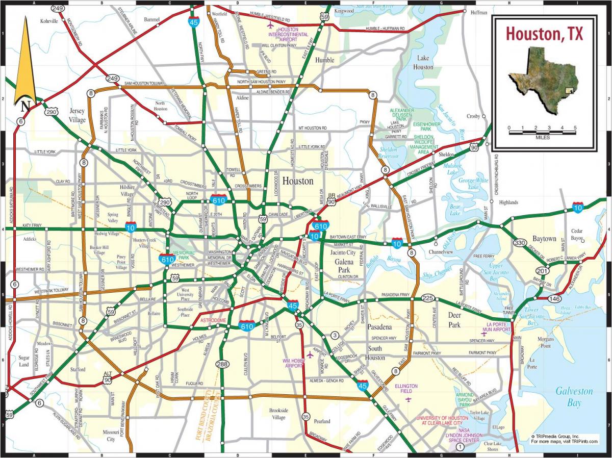 pilsētas Houston karte