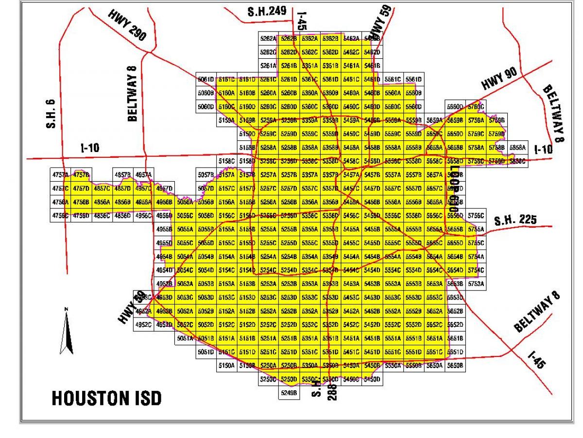 Houston jomā skolu rajona karte
