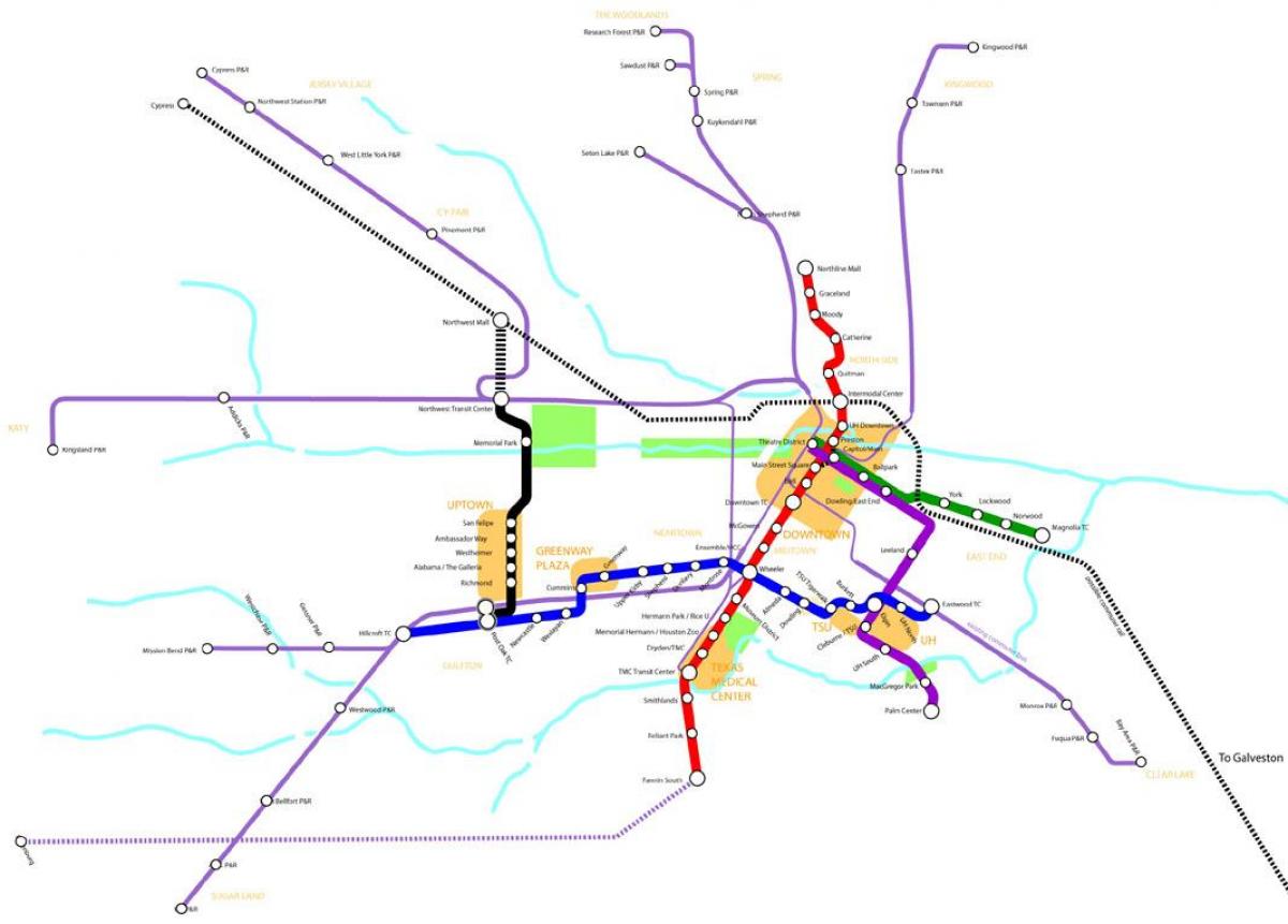 metro dzelzceļa Houston karte