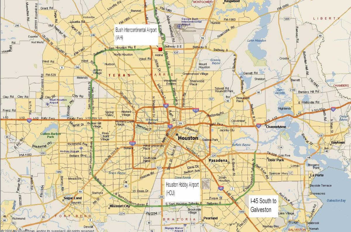 karte Houston metro zonā