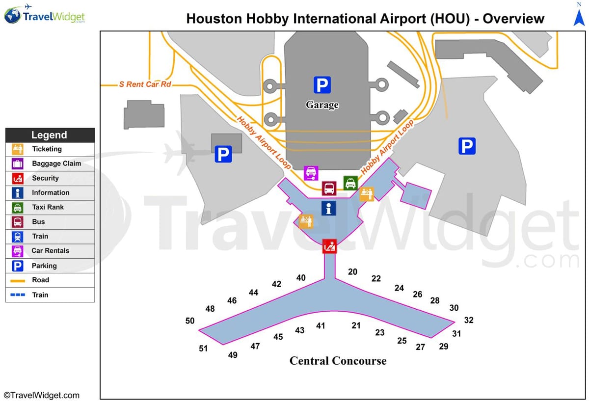 Houston airport terminal karte